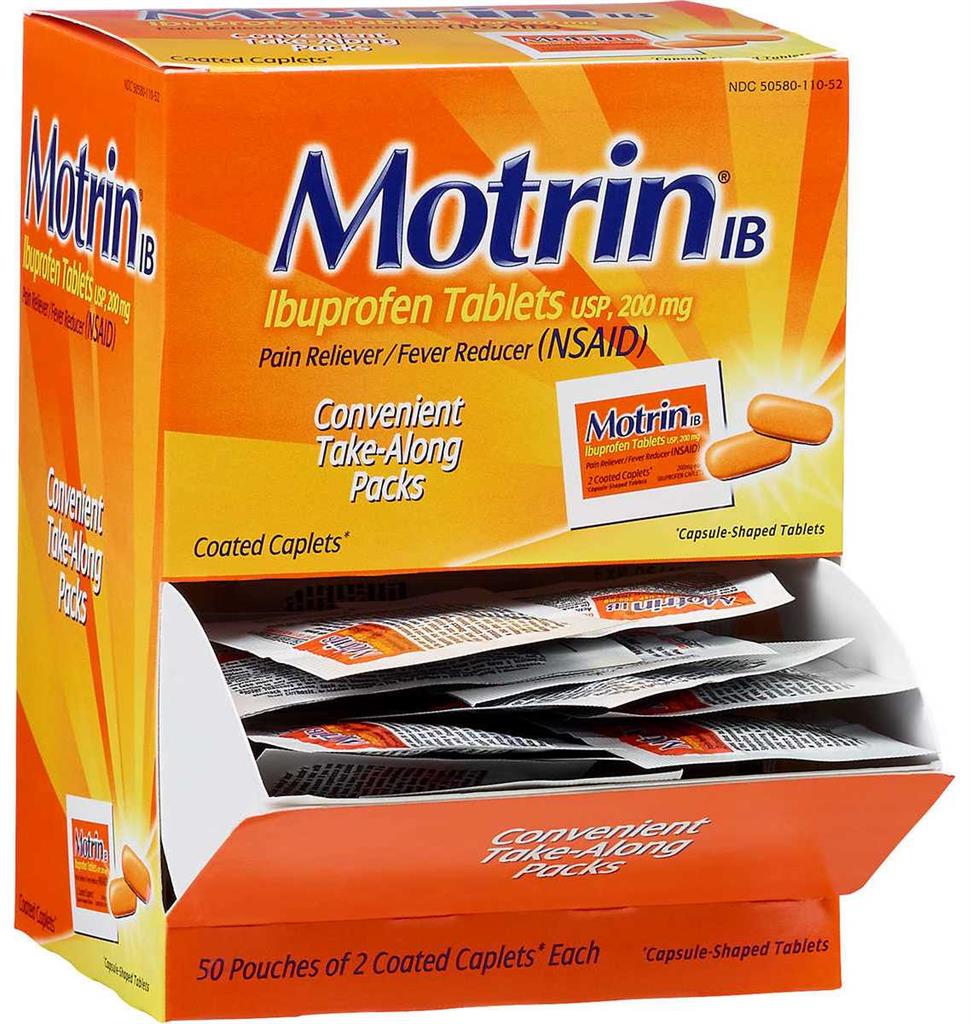 MOTRIN IB CAPLETS DISPENSER 50/2's