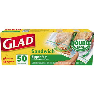 GLAD ZIPPER SANDWICH BAG 12/50's (13988)