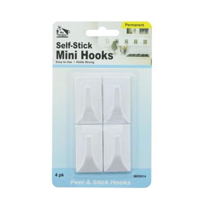 STICK MINI HOOKS WHITE .99"x 1.38" 6/4PK (MH5014)