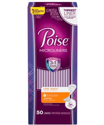 POISE MICROLINERS LONG LIGHTEST 6/50's