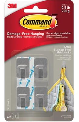 3M COMMAND SMALL METAL HOOKS 4ct