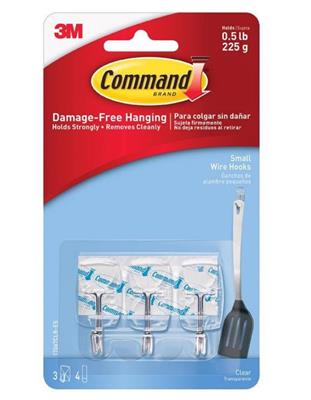 3M COMMAND SMALL WIRE HOOKS CLEAR 3ct