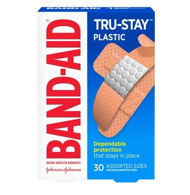 BAND AID PLASTIC ASSTD 30's
